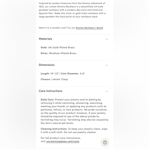 Uncommon James Atocha Necklace, Gold, NWT - Picture 10 of 10